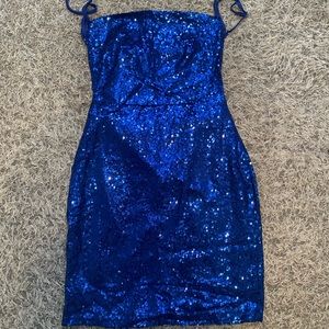 blue sparkly dress with open back BRAND NEW NEVER WORN